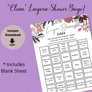 Juego de bingo de ducha de lencería limpia - Tarjetas imprimibles de bingo de ducha de lencería