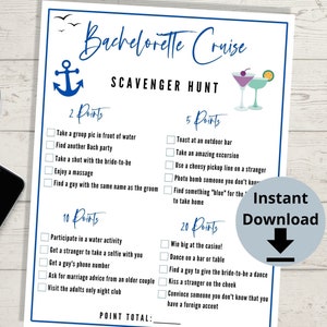Bachelorette Cruise Scavenger Hunt - Cruise Bachelorette Party, Bachelorette Party Game, Cruise Bar Crawl Game