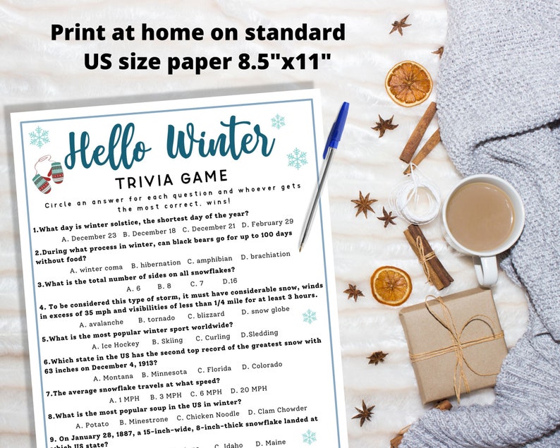 Winter Trivia Game - Fun Winter Activity, Winter Icebreaker, Printable Winter Game, Wintertime Quiz image 2