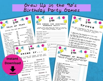 30th or 40th Birthday Party Games - 1990's Printable Game Bundle, 1990s Trivia Pack, 1990s Trivia game