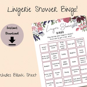 Gioco di bingo con doccia in lingerie - Carte di bingo per feste in lingerie stampabili, bingo in lingerie, gioco per feste in lingerie