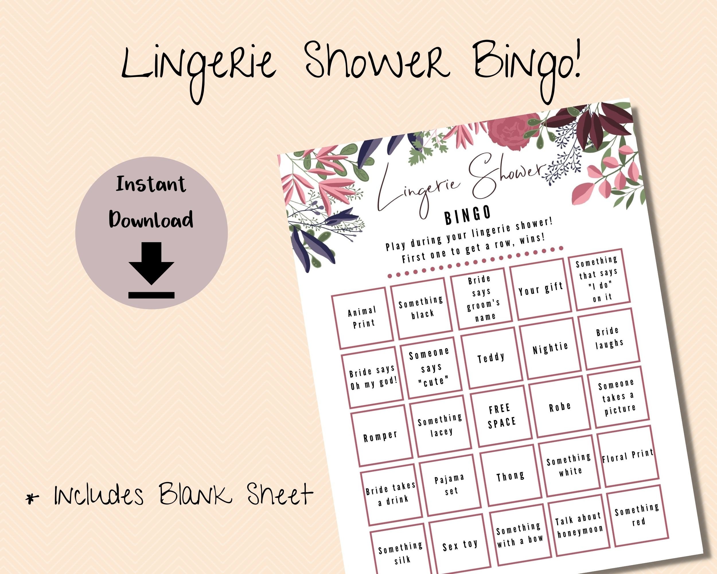 Lingerie Shower Bingo Game Printable Lingerie Party Bingo - Etsy