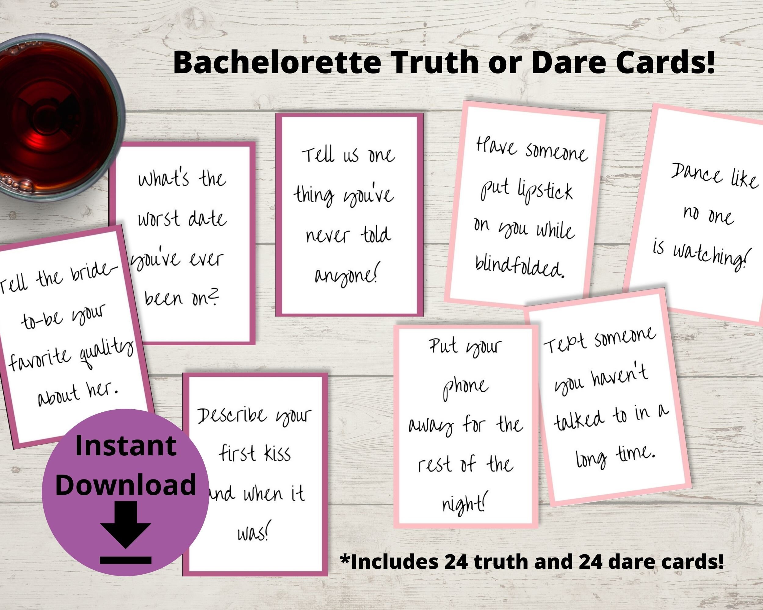 Bachelorette Party Truth Or Dare Game Printable Truth Or Drink Cards Bachelorette Party Truth Or Dare Game Printable Truth Or Drink Cards