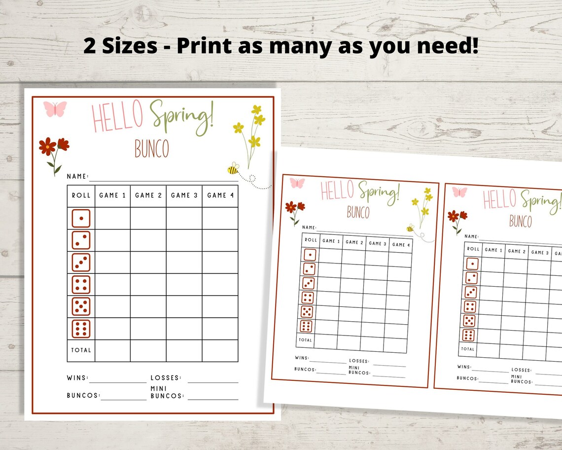 Spring Bunco Spring Bunco Printables Bunco Game Bunco - Etsy