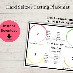 Hard Seltzer Tasting Placemat - Hard Seltzer Scorecard, Drinking Game Printable