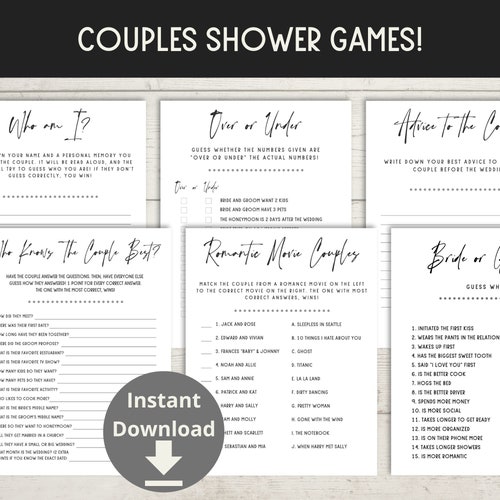 Couples Shower Games Coed Shower Games Wedding Shower - Etsy