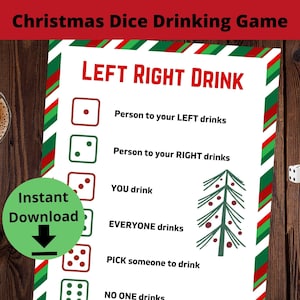 Christmas Party Drunk Dice Game - Left Right Drink, Adult Christmas Drinking Game