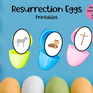 Resurrection Eggs Printable - The Easter Story, Church Game, Easter Scavenger Hunt, Bible Game for Kids, Printable Egg Inserts