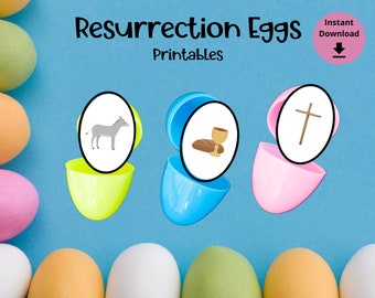 Resurrection Eggs Printable - The Easter Story, Church Game, Easter Scavenger Hunt, Bible Game for Kids, Printable Egg Inserts