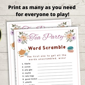 Tea Party Game - Word Scramble Afternoon Tea, Children's Tea Party ...