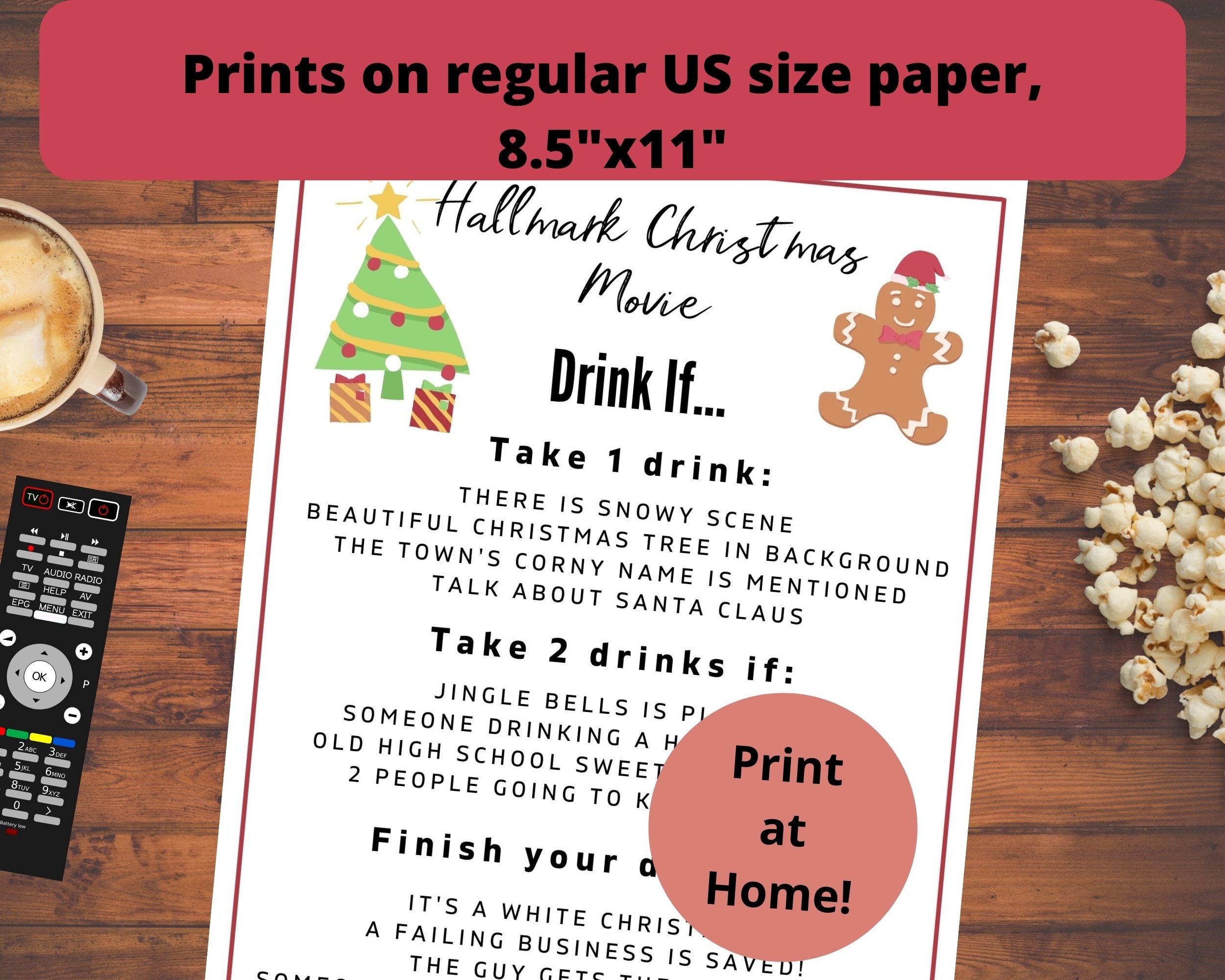 Christmas Movie Drinking Game Hallmark Holiday Movie Drink If Party ...