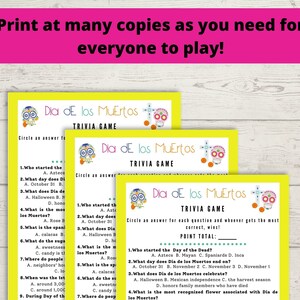 Dia De Los Muertos Trivia Game - Day of the Dead Game, Printable Day of ...