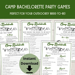 Camp Bachelorette Games - Camping Bachelorette Party, Outdoor Bachelorette Party Game Bundle, Randonnée Bachelorette image 1