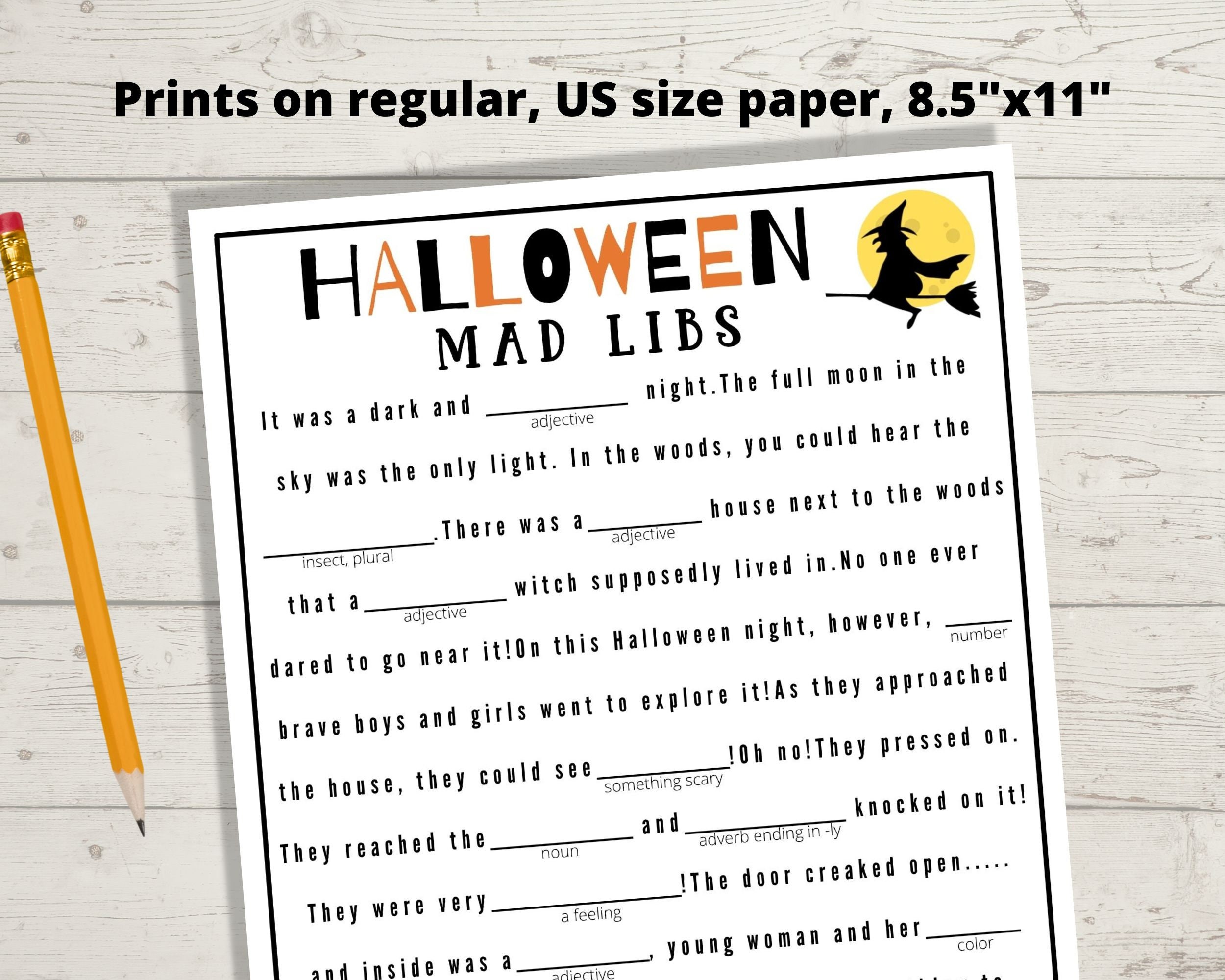 Halloween Mad Libs - Halloween Printable Game, Kids Halloween Game ...