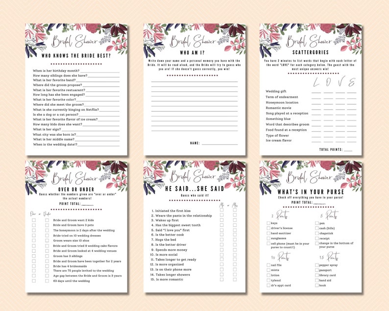 9 Virtual Bridal Shower Games Bundle Bridal Shower Games Etsy