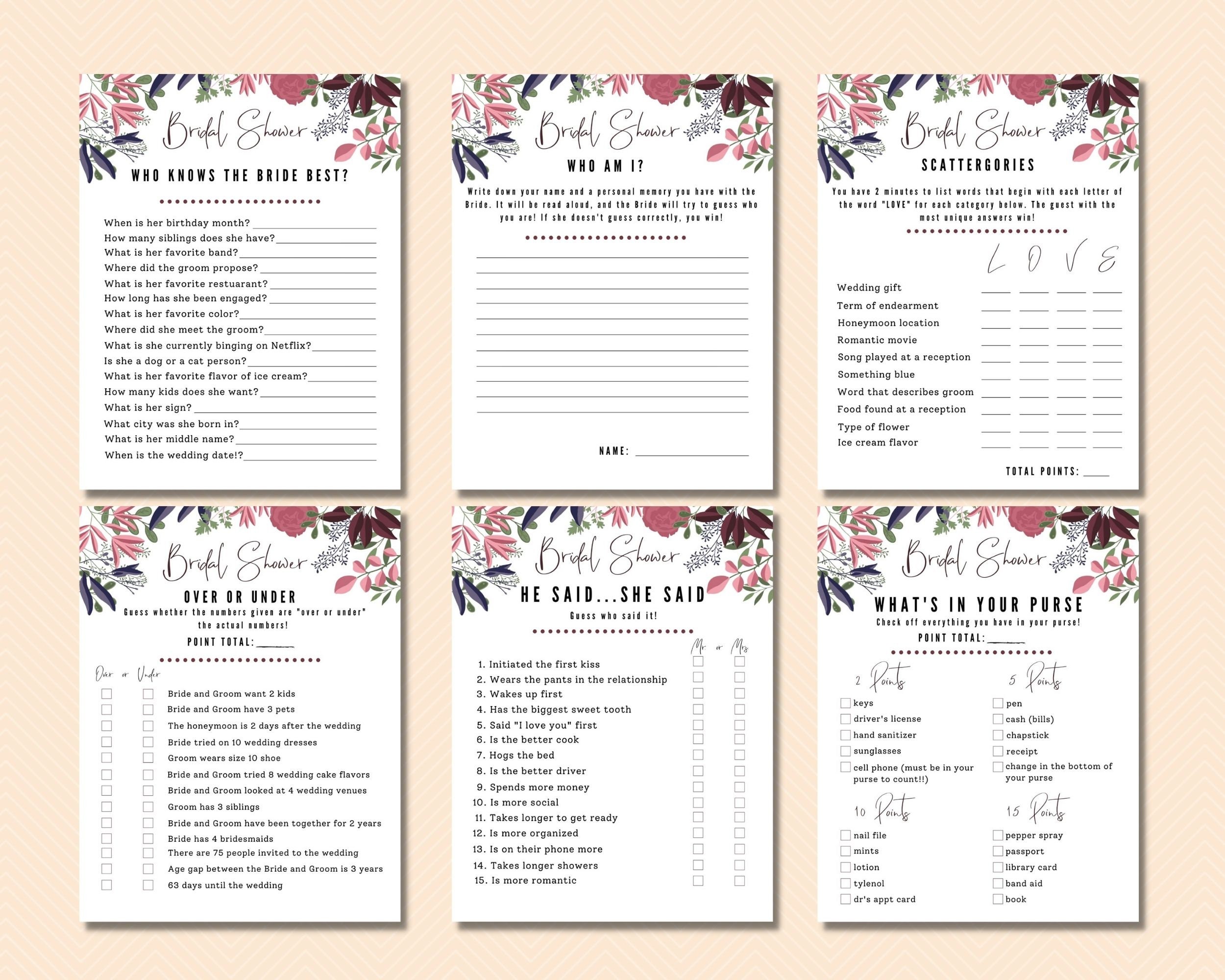 9 Virtual Bridal Shower Games Bundle Bridal Shower Games Etsy