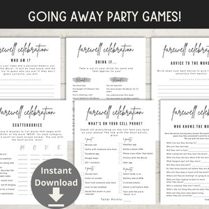 Going Away Party Games - Farewell Party Bundle, Moving Party Printable Games, Bon Voyage