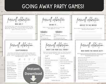 Going Away Party Spiele - Abschiedsparty Bundle, Umzugsparty druckbare Spiele, Bon Voyage