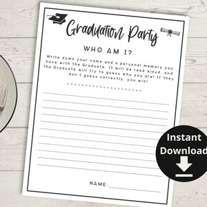 Who Am I Graduation Game - Graduation Party Game 2024, Who Am I Printable Game