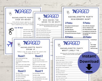 90s Bachelorette Party Games Bundle - Ngaged Party Theme Games, Bach to the 90's Party Game Bundle, Y2K Bachelorette