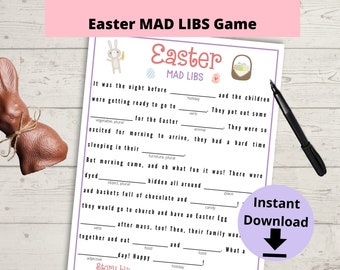 Easter Mad Lib Game - Children's Easter Party Game, Kids Madlibs for Easter Sunday Egg Hunt