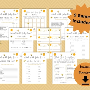Gender Reveal Games -  Bee Gender Reveal, What Will Baby Bee Gender Reveal Bundle, Boy or Girl Game
