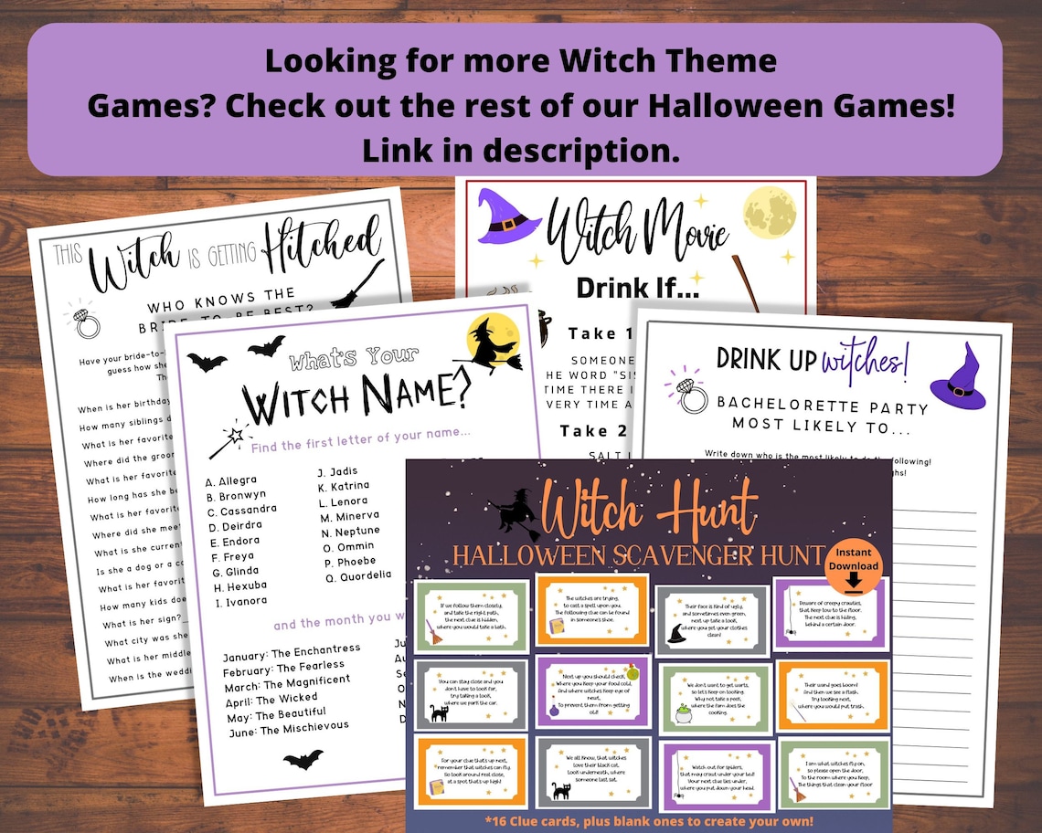 Halloween Scavenger Hunt Witch Party Game Witch Hunt Game Etsy