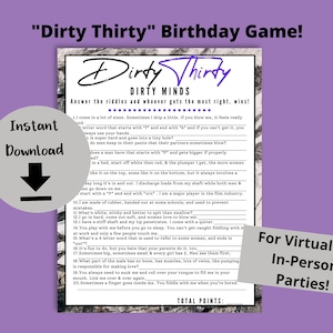 Dirty Minds Game - Dirty Thirty, 30th Birthday, Dirty Minds