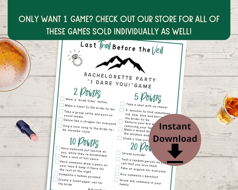 Last Trail Before the Veil Bachelorette Party Game Bundle - Camp Bachelorette Games, Hiking Bachelorette Printable image 6