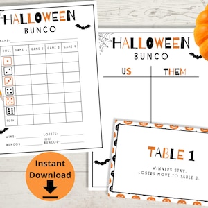 Halloween Bunco - Bunco Score Cards, Printable Bunco Game, Fall Bunco Bundle with Tally Sheets
