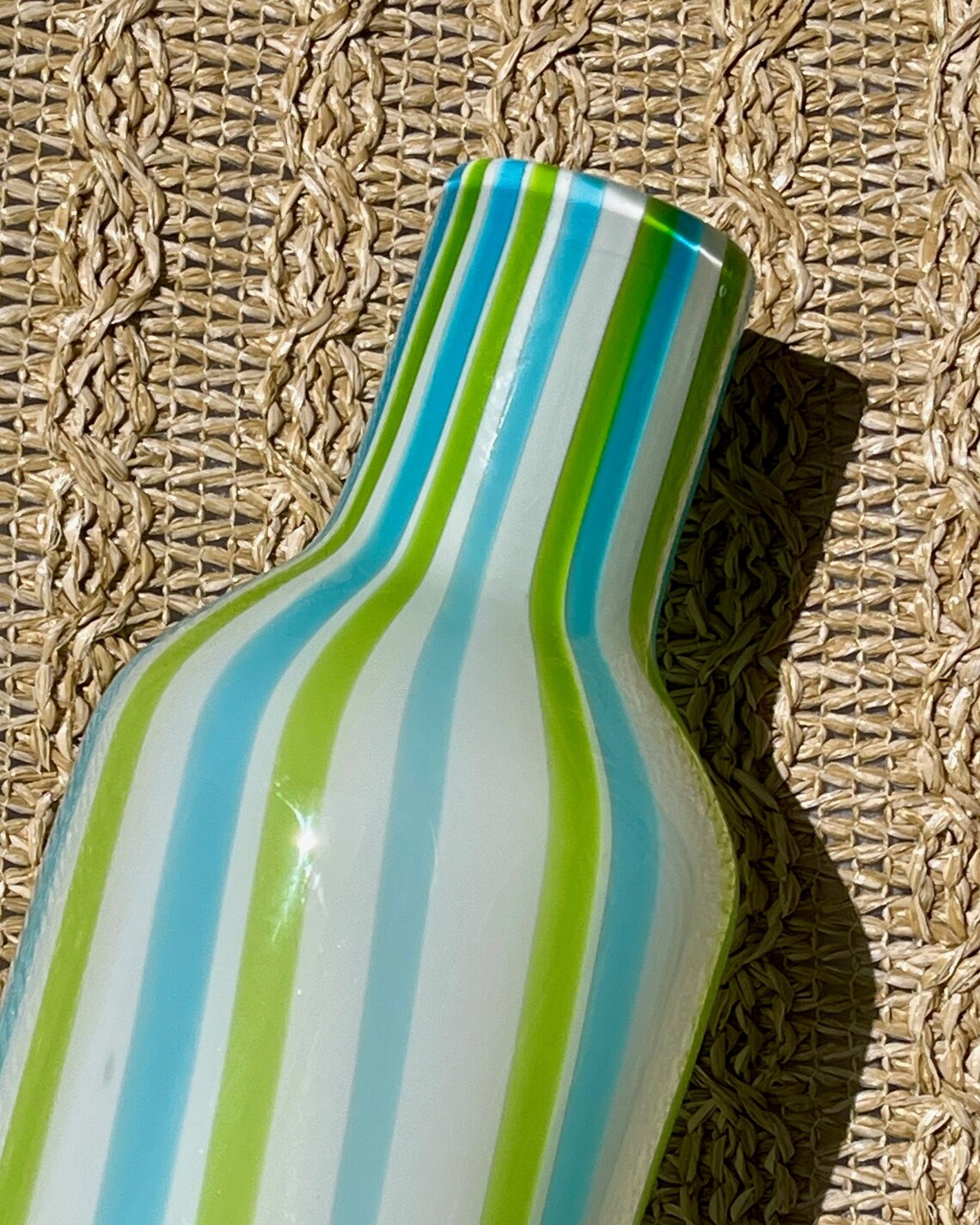 Vase en verre rayé bleu et blanc vert de verre dart casé - Etsy France