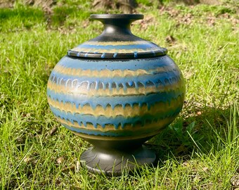 Alrun Gast für Haeger Drip Glass Covered Vessel - Blau Grün Schwarz