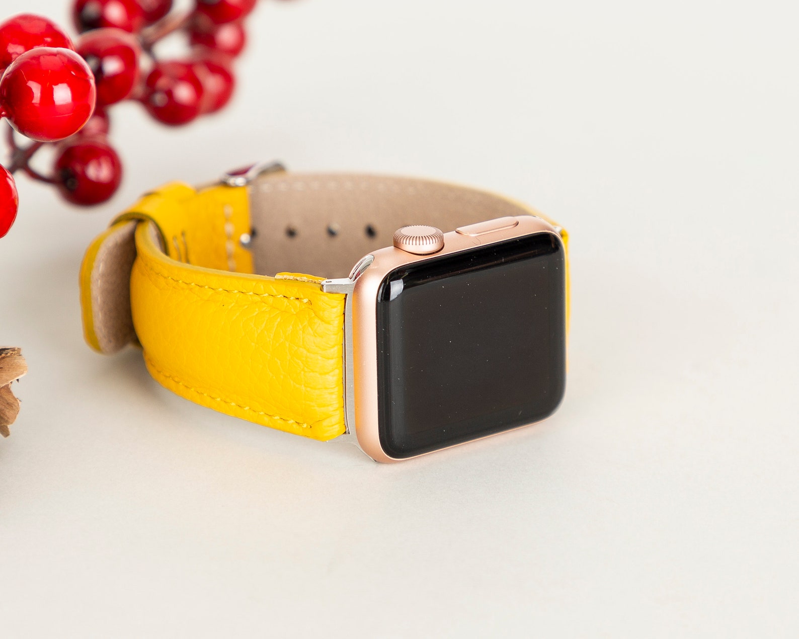 Yellow Leather Apple Watch Band 38mm 40mm 42mm 44mm unisex Etsy