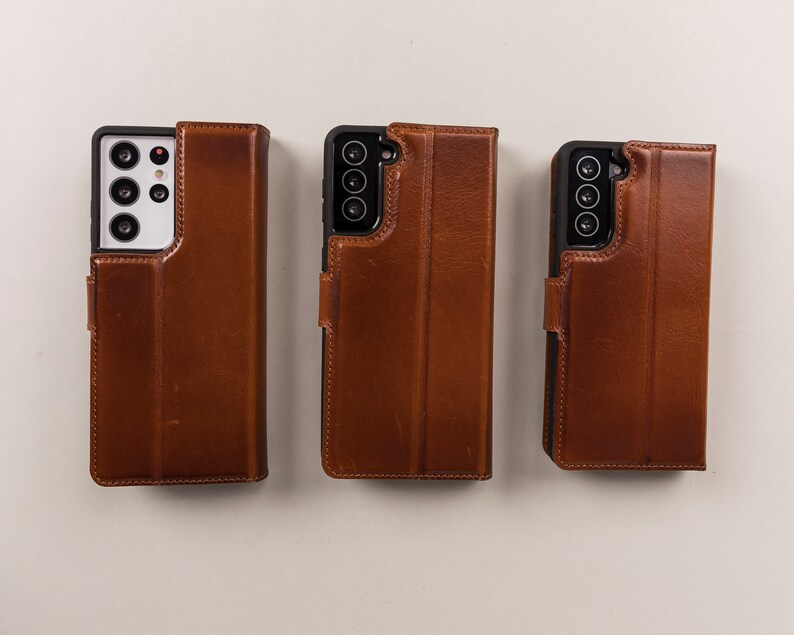 Samsung S21 Series Leather Magnetic Detachable Leather Wallet Case with Card Slots S21 S21 Plus S21 Ultra Snap On Protective Back Cover
