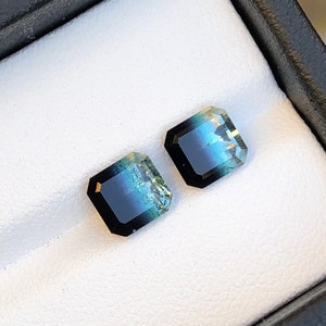 3.5 carats beautiful bicolour tourmaline pair from Afghanistan.