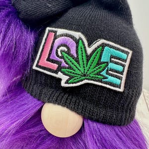420 Stoner Gnome Pot Leaf LOVE Handmade Cannabis Home Decor Gift for Pot Lovers – Purple