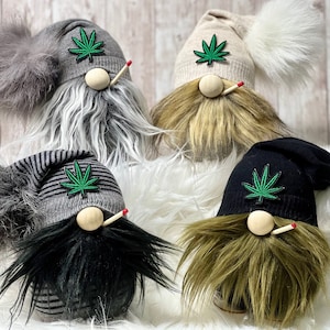 Unique Indoor Pot-Smoking Gnomes – Homegrown Fun! Stoner Gnomes – Artistic Cannabis Decor for a Fun, Homegrown Vibe, Weed Gnomes