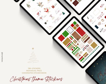 Christmas Theme Holiday Stickers, Holiday Stickers for GoodNotes, Digital Stickers, PNG, Pre-cropped GoodNotes, Planner Stickers, Seasonal