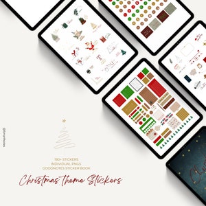 Christmas Theme Holiday Stickers, Holiday Stickers for GoodNotes, Digital Stickers, PNG, Pre-cropped GoodNotes, Planner Stickers, Seasonal