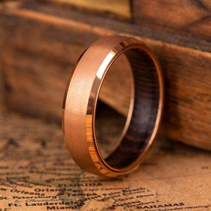 Minimalist wedding ring, Male wedding band, Unique wooden wedding ring, Gold wedding band, Wooden ring,