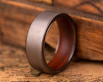 Engagement ring for man ideas, Wooden Tungsten ring for man