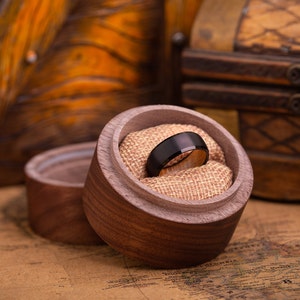 Whiskey Barrel ring for man, Wooden engagement ring, Black Tungsten and Wood wedding band, Unique wedding ring for man, Whiskey Barrel ring image 2