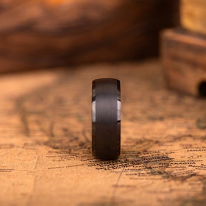 Whiskey Barrel ring for man, Wooden engagement ring, Black Tungsten and Wood wedding band, Unique wedding ring for man, Whiskey Barrel ring image 4