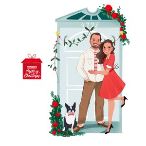 Spersonalizowany portret rodzinny, ilustracja Prezent, ilustracja rodzinna ze zdjęcia Spersonalizowany prezent rodzinny, wydrukowany, niestandardowy rysunek portretu