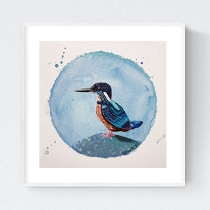 Blyth&#39;s Kingfisher Art Print, 8x8, Animal Wall Art, Bird Art, Bird Home Decor, Bird Painting, Nature Prints, Bird Artwork, Nature Art