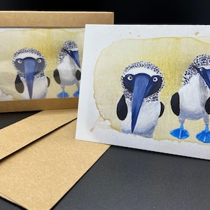 Blue-footed Booby Art Note Card Set of 10 with Envelopes, 3x5, Nature Painting Artwork, Painted Bird Stationary, Animal Lover Gift