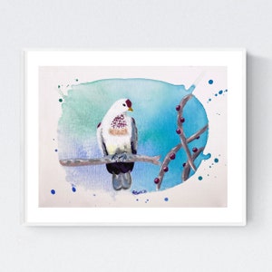 Fruit Dove Art Print, 9x12, Animal Wall Art, Dove Art, Bird Home Decor, Bird Painting, Nature Painting, Bird Artwork, Dove Painting, Doves