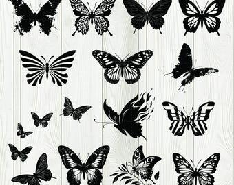 Butterfly SVG Bundle: Floral Silhouette Clipart (Digital Download)