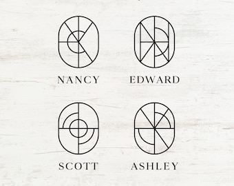 Personalized Art Deco Monogram Logo Design: Geometric Brand Identity (SVG, PDF Files)