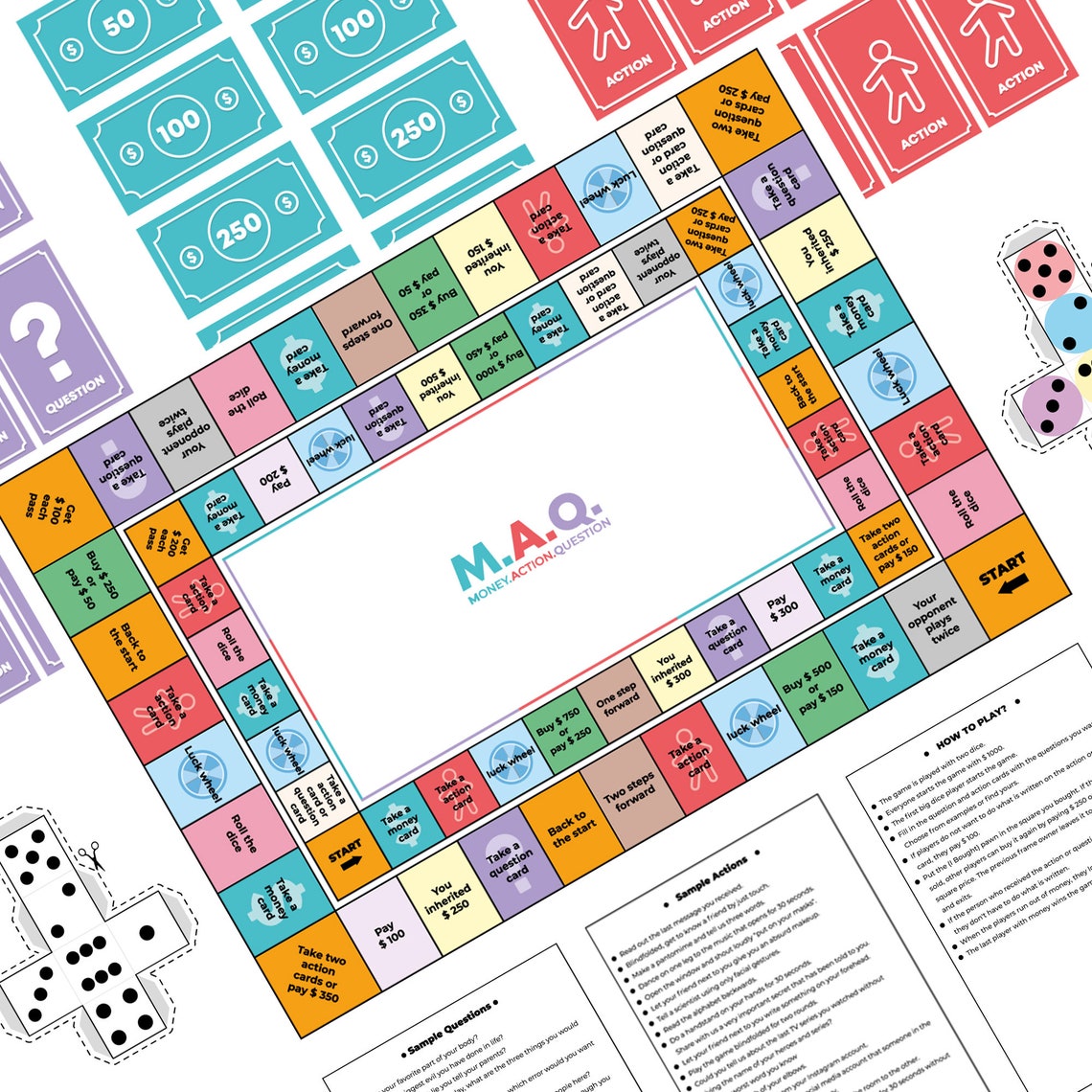 maq board game board game pdf game printable game dice